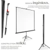Tectake Projecteur Et Lampe De Chantier-Écran de projection extensible avec un trépied en polyester blanc