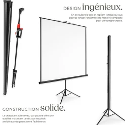 Tectake Écran de projection extensible avec un trépied en polyester blanc