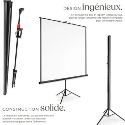 Tectake Écran de projection extensible avec un trépied en polyester blanc