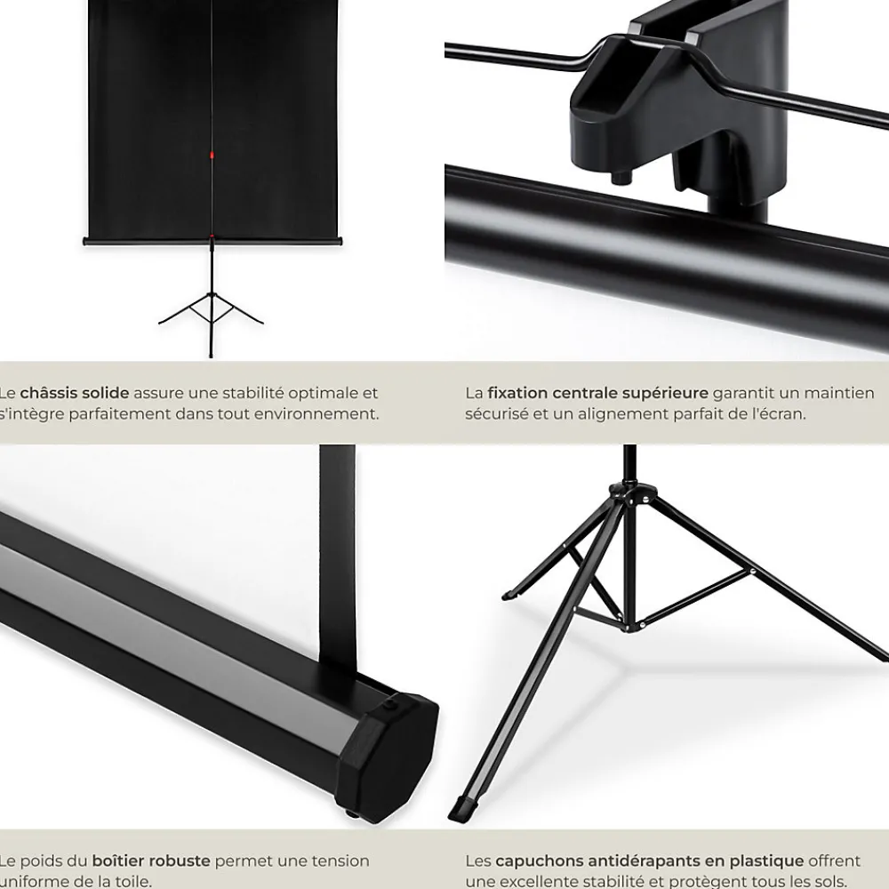 Tectake Écran de projection extensible avec un trépied en polyester blanc