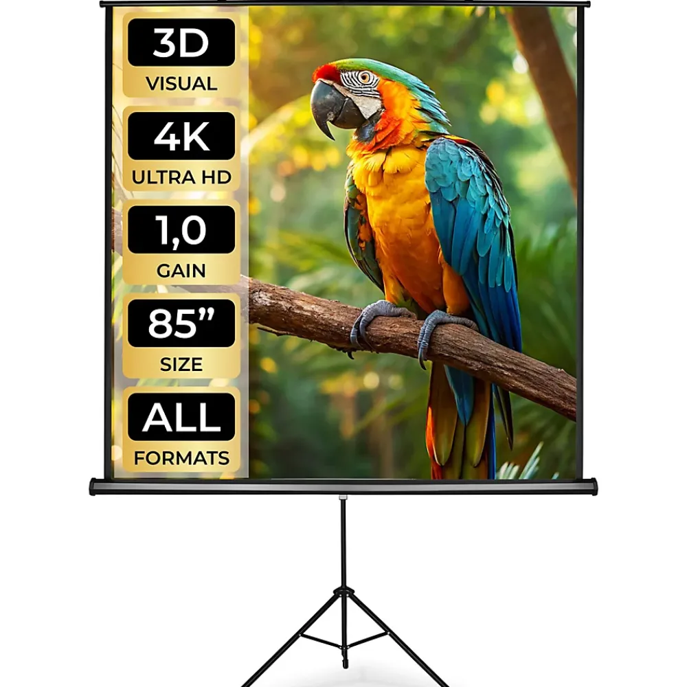 Tectake Écran de projection extensible avec un trépied en polyester blanc
