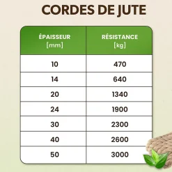 Creative Deco 5m Corde de Jute Epaisseur 40mm - Personnalisation Possible Tous les 5m - Corde Solide - Torsadé Fibres Naturelles