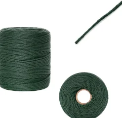 Creative Deco 3mm x 200m Corde Macramé Fil de Coton Vert Foncé - +/- 0,5 mm Épaisseur - Ficelle de 30 Plis - Cordelette Naturel