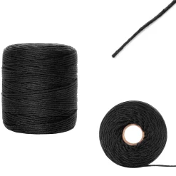 Creative Deco Corde, Fil Et Ficelle-3mm x 200m Corde Macramé Noir - Fil de Coton et Polyester - +/- 0.5 mm Épaisseur - Decoration Jardinage Emballage