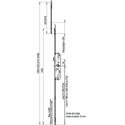 Ferco Loquet, Targette Et Moraillon De Porte-Crémone à barillet haut et bas 35/70 longueur 1529mm cote D 1028mm - - G-24753-45-L-1