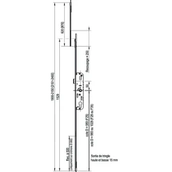 Ferco Loquet, Targette Et Moraillon De Porte-Crémone à barillet haut et bas 35/70 longueur 1529mm cote D 1028mm - - G-24753-45-L-1