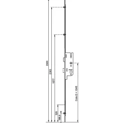 Ferco Crémone à larder EUROPA axe 40mm 3 galets têtière 18mm Longueur 2500mm - - 6-33168-03-0-1