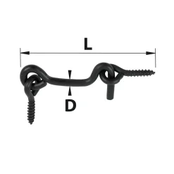 Afbat - Tb Industrie Sas Piton À Visser-Crochet de contrevent Ø5 L.120 mm + piton noir Afbat