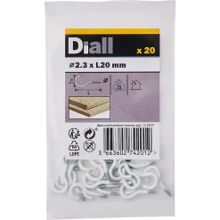 Diall Crochet À Visser-Crochet rond à visser en acier plastifié blanc 20x12 mm - 20 pièces