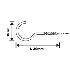 Diall Crochet rond à visser en acier plastifié blanc 30x15 mm - 10 pièces
