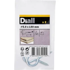 Diall Crochet À Visser-Crochet rond à visser en acier zingué 50x25 mm - 2 pièces