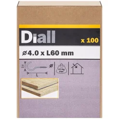Diall Crochet rond à visser en acier zingué 60x28 mm - 100 pièces