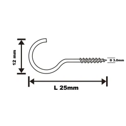 Diall Crochet À Visser-Crochet rond à visser en acier zingué 25x15 mm - 4 pièces