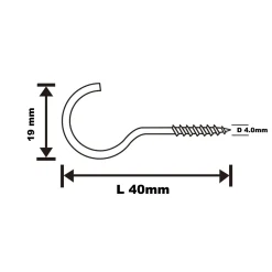 Diall Crochet rond à visser en acier zingué 40x23 mm - 2 pièces