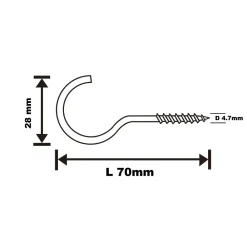 Diall Crochet rond à visser en acier zingué 70x30 mm - 100 pièces