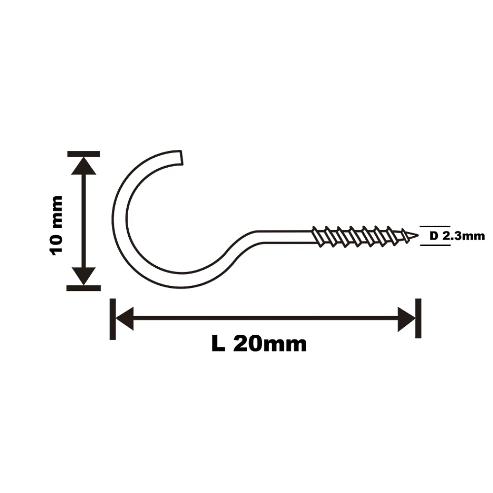 Diall Crochet À Visser-Crochet rond à visser en acier zingué 20x10 mm - 200 pièces