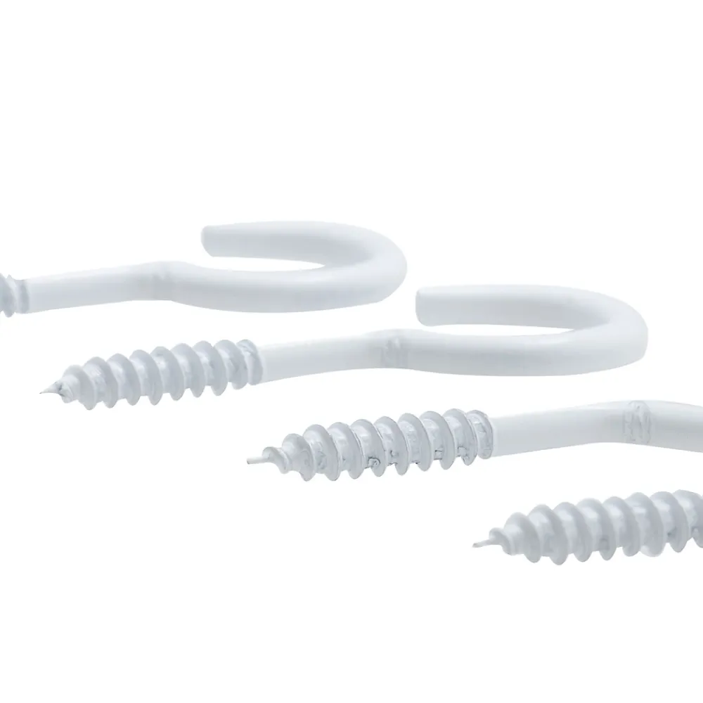 Viswood Piton À Visser-Crochet à visser plastifié blanc filet bois