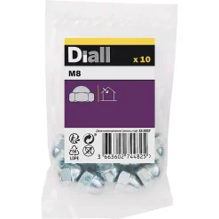 Diall Écrou-Écrous borgnes en acier zingué ø 8 - 10 pièces