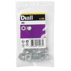Diall Écrou-Écrous hexagonaux en acier inoxydable A2 ø 8 - 10 pièces