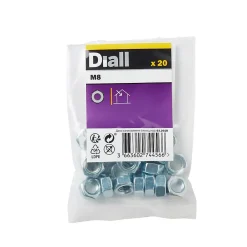 Diall Écrou-Écrous hexagonaux en acier zingué ø 8 - 20 pièces