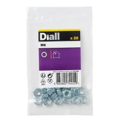 Diall Écrou-Écrous hexagonaux en acier zingué ø 6 - 20 pièces