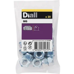 Diall Écrous indessérables en acier zingué ø 10 - 20 pièces