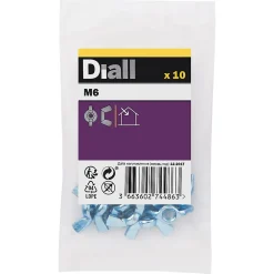 Diall Écrous à oreilles en acier zingués ø 6 - 10 pièces