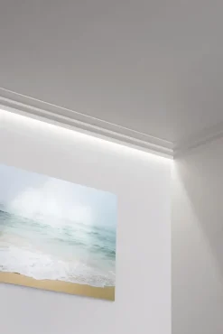 Orac Decor C390 STEPS Corniche plafond pour éclairage indirect et cache tringle à rideaux - 6x10x200cm (h x p x L) - A l'unité
