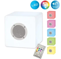 Näve Baladeuse-Cube décoratif avec Bluetooth 'Cube' en métal et plastique, avec changeur de couleur et LED intégrées