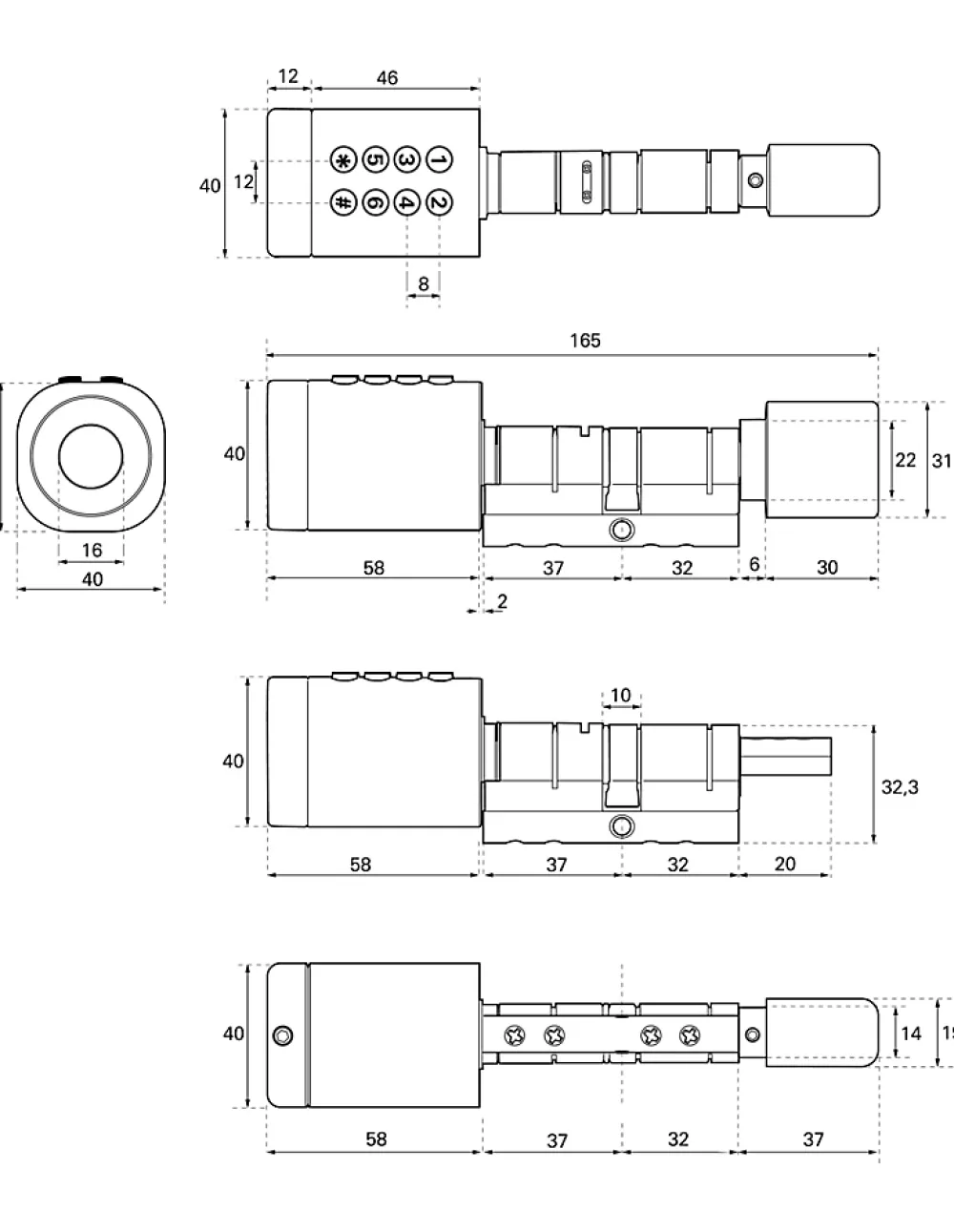 Thirard Serrure Et Gâche Électrique-Cylindre connecté Intelock STUDY, taille ajustable, argent - INTELOCK