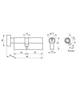 Thirard Cylindre De Serrure-Cylindre de serrure à bouton, 30Bx60mm, anti-arrachement, laiton, 3 clés -