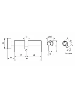Thirard Cylindre De Serrure-Cylindre de serrure à bouton, 30Bx50mm, anti-arrachement, laiton, 3 clés -