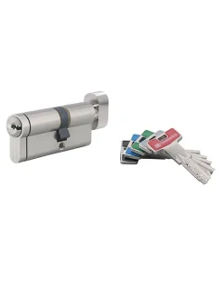 Thirard Cylindre De Serrure-Cylindre de serrure à bouton T2, 30Bx40mm, nickel, anti-arrachement, anti-perçage, anti-crochetage, 5 clés -