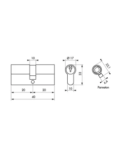 Thirard Cylindre De Serrure-Cylindre de serrure double entrée, 20x20mm, anti-arrachement, 3 clés, laiton -