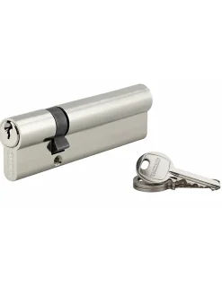 Thirard Cylindre de serrure double entrée SA, 30x80mm, anti-arrachement, nickel, 3 clés -