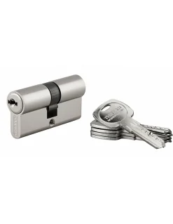 Thirard Cylindre De Serrure-Cylindre de serrure double entrée Trafic 6, 30x30mm, nickel, anti-arrachement, anti-perçage, panneton réduit, 5 clés -
