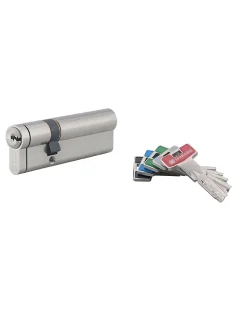Thirard Cylindre de serrure double entrée T2, 30x60mm, nickel, anti-arrachement, anti-perçage, anti-crochetage, 5 clés -