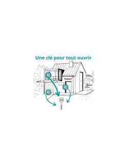 Thirard Cylindre double entrée Transit 1 UNIKEY (achetez-en plusieurs, ouvrez avec la même clé), 45x55mm, 5 clés, nickelé -