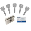 Bricard Cylindre 6 goupilles dimensions 30+30 débrayable nickelé + 5 clés réversibles