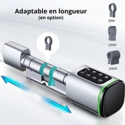 LOCKY Cylindre électronique de serrure connecté -10 code à code et badge rfid mifare
