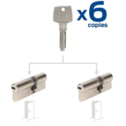 Bricard Cylindre De Serrure-2 cylindres débrayables 30+40 mm avec 6 clés