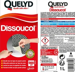 Quelyd Colle Papier Peint-Décolleur de papier peint Dissoucol - surface de couverture 560 m² - contenance 1 L - 30611655