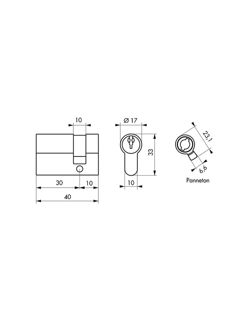 SP Cylindre De Serrure-Demi-cylindre de serrure Ecopro, 30x10mm, anti-arrachement, 3 clés, nickel -