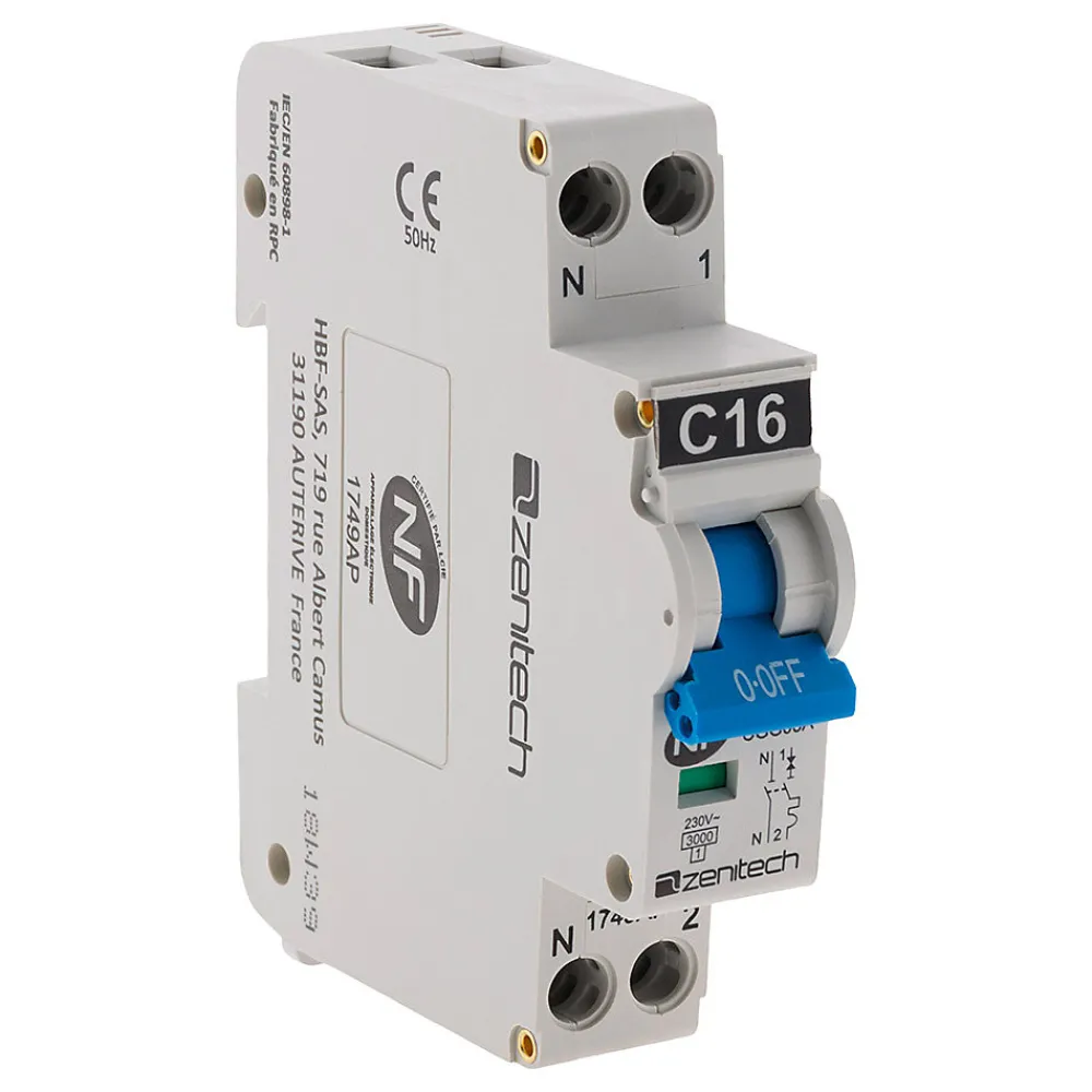 Zenitech Disjoncteur 16A PH/N - NF -