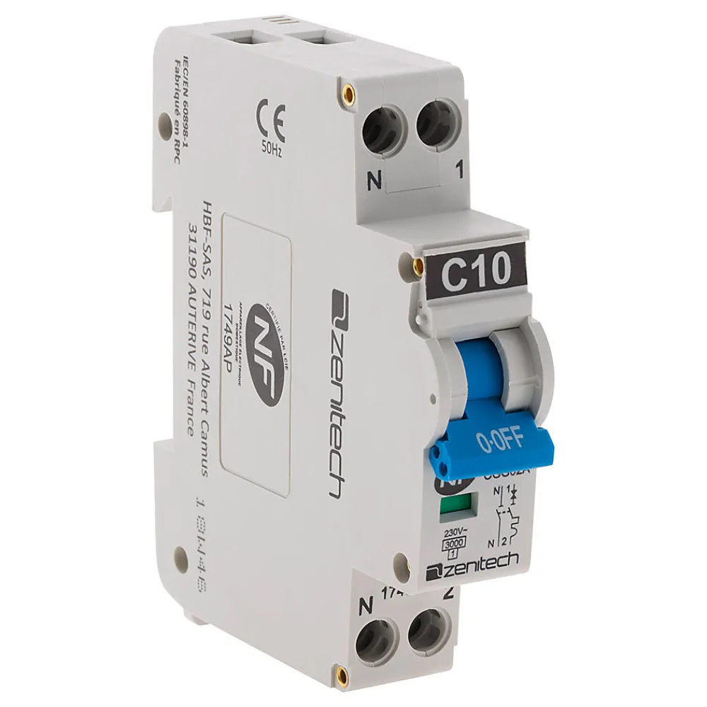 Zenitech Disjoncteur Et Coupe-Circuit-Disjoncteur 10A PH/N - NF -