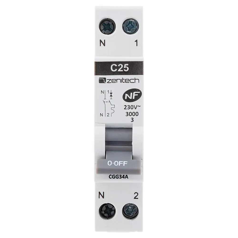 Zenitech Disjoncteur Et Coupe-Circuit-Disjoncteur 25A PH/N - NF -