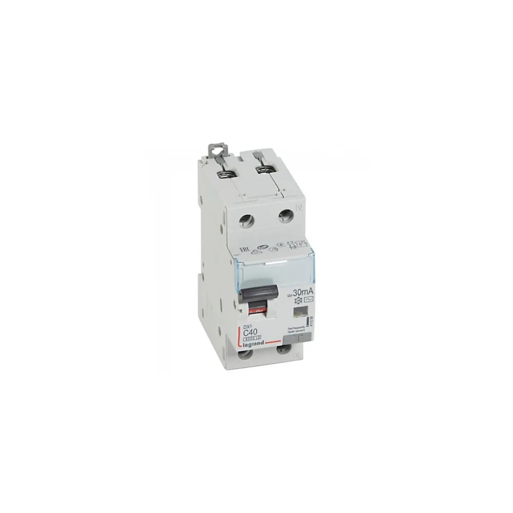 Legrand 411006 Disjoncteur Différentiel 40a - 30ma - Type Ac - 1p+n - 2 Modules - Neutre à Droite - Auxiliarisable -
