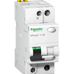 Schneider Electric Interrupteur Et Disjoncteur Différentiel-Disjoncteur Différentiel 30ma 20a - 1p+n - 6ka - Type Ac Courbe C - 2 Modules - Acti9 Dpn Vigi K - Schneider