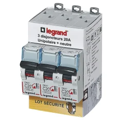 Legrand Disjoncteur DNX3 unipolaire + neutre 20A vendu par 3 pièces