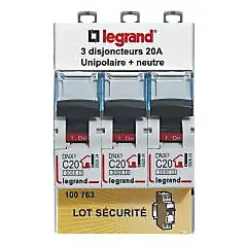 Legrand Disjoncteur DNX3 unipolaire + neutre 20A vendu par 3 pièces